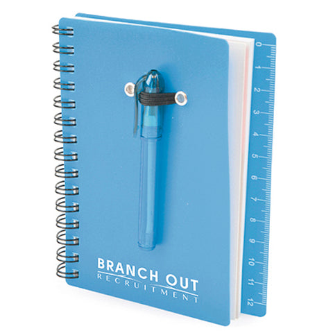 Spiral Bound Ruler Notebook with Ballpen