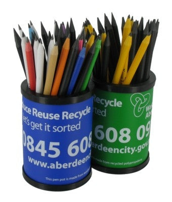 recycled polypropylene pen pots | Adband