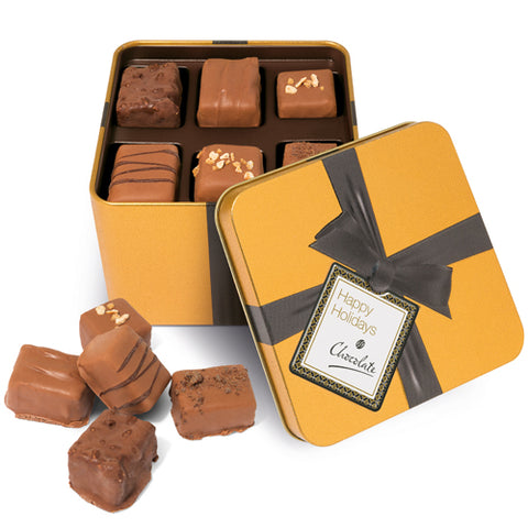 Gold Large Square Chocolate Tins
