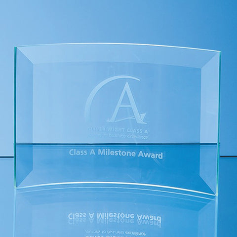 Medium Jade Glass Bevelled Crescent Awards