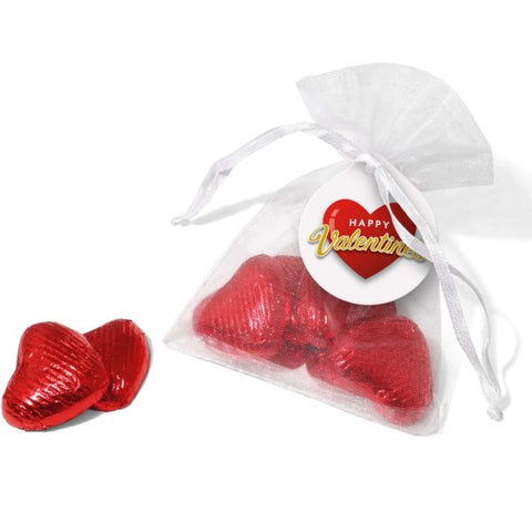 Foiled Chocolate Heart Organza Bags