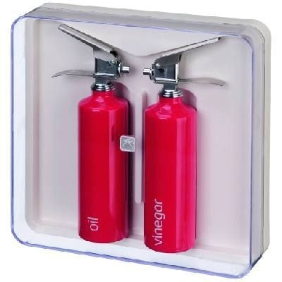 oil and vinegar extinguisher set in red and silver | Adband