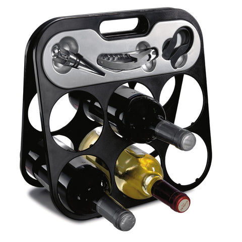 wine set with foldable bottle rack | Adband